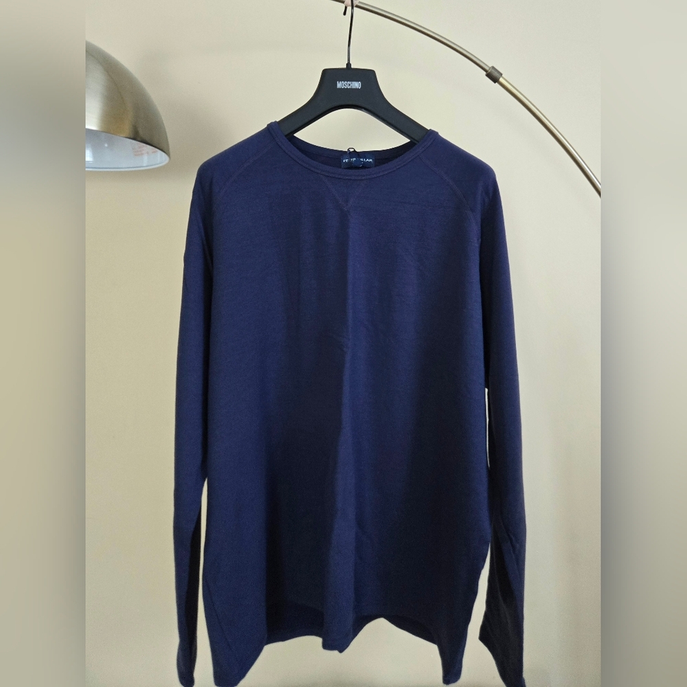 NWT PETER MILLAR Navy MERINO WOOL Long Sleeve Shirt Size:XXL